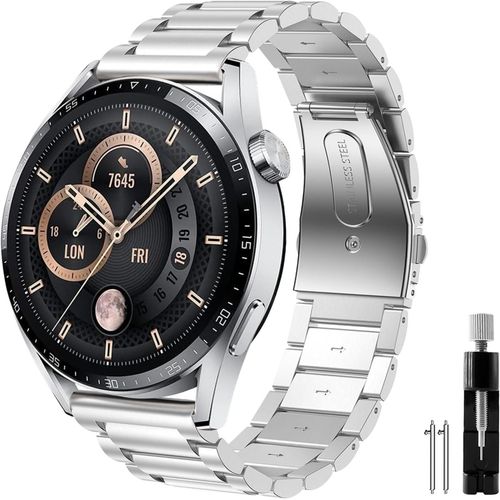 22mm Acier Inoxydable Bracelet Pour Huawei Watch Gt 3 46mm/Gt 4 46mm/Gt 2 46mm/Gt 2 Pro/Gt 2e, Huawei Watch 3/3 Pro Bracelets En Métal Bande Pour Galaxy Watch 3 45mm/Gear S3 Fronti[Con5302561]