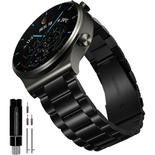 Bracelet Compatible Avec Huawei Watch Gt 2 Pro, Bracelet De Remplacement En Acier Inoxydable Pour Huawei Watch Gt 2 46mm/Gt 3 46mm/Gt 3 Pro 46mm Bracelet (Noir)[Con5303115]