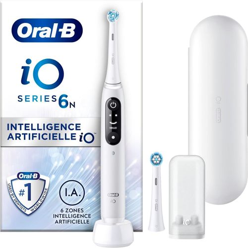 Io 6 Brosse A Dents Electrique Blanche, 6 Modes De Nettoyage Avec Soin Des Gencives, Douceur, Blancheur, Conseils De Brossage En Temps Réel, 2 Brossettes Oral B De Rechange, Charge[Tee530447]