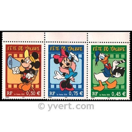 Fête Du Timbre : Disney : Mickey, Minnie Et Donald Tripryque 3641a Année 2004 N° 3641 3642 3643 Yvert Et Tellier Luxe