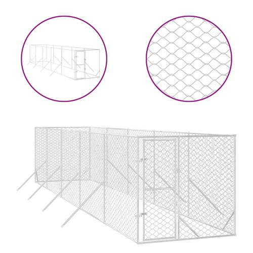 Vidaxl Chenil D'extérieur Pour Chiens Argenté 2x10x2 M Acier Galvanisé