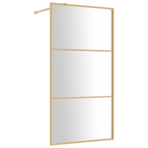 vidaXL Paroi de douche avec verre ESG transparent doré 100x195 cm
