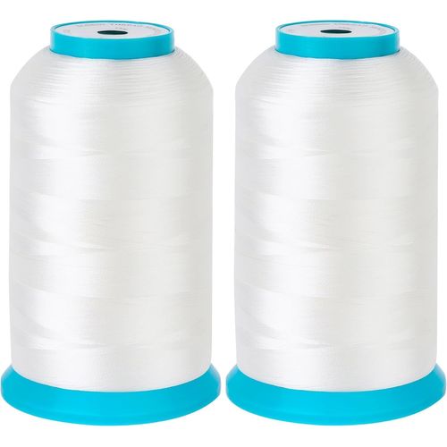 Ensemble de 2 Blanc 5000M (5500Y) Polyester Fil Machine à Broder Fil de Canette/Canette de Brodeuse pour Brother/Babylock/Janome/Kenmore/Singer machine à broder et à coudre