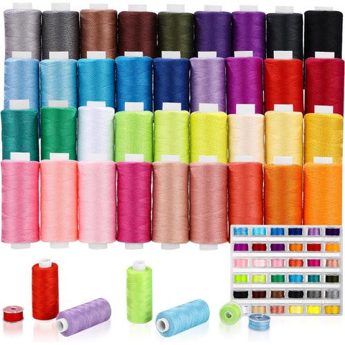 Kit De Fil À Coudre - 72 Bobines, 400 Yards, 36 Couleurs - Pour Machine À Coudre Et Surjeteuses - Idéal Pour Bricolage Et Broderie