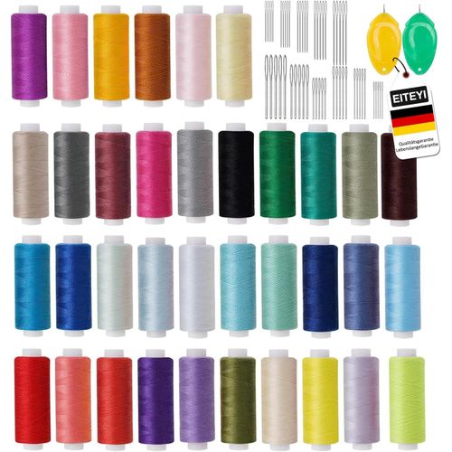 Fil À Coudre Kit, 36 Couleurs 400 Yards De Fil De Machine À Coudre, Avec 2 Enfile-Aiguille Et 50 Aiguilles Pour Machines À Coudre - Réparer Vêtements Sac Artisanat Diy