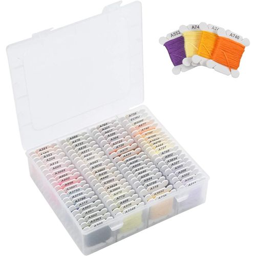 Fils À Broderie A Coudre Coton Avec 80pcs Bobines De Papier Pour Broderie Point De Croix Tricotage Bracelet Bresilien, Avec Boîte De Rangement