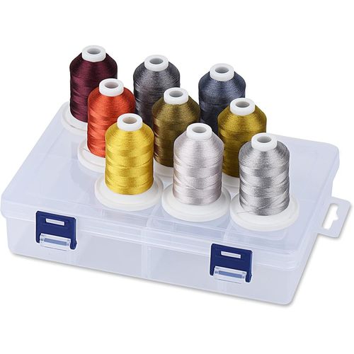 Fil À Broder Avec Boîte De Rangement - 12 Options - 800 Yards/Bobines, 9 Couleurs Neutres Pour Broderie Et Machine À Coudre