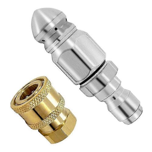 Buse à jet d¿égout 2Pc 5000PSI avec coupleur de nettoyeur haute pression, connecteur rapide de raccords en laiton, 1/4 pouce