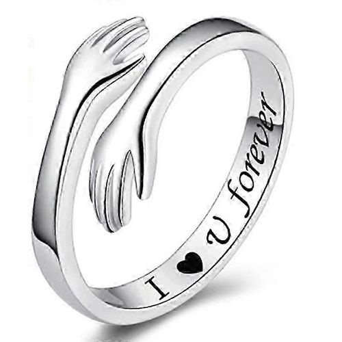 Câlin Bague En Argent Sterling 925 Anneaux Câlin Main Bijoux Couple Câlins Doigt Bague Réglable Meilleur Ami Bagues Amitié Zircon Cadeaux De La Saint-Valentin F