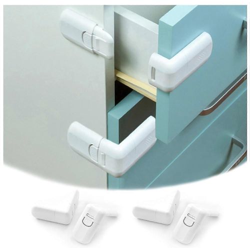 4 Serrures D¿Armoire Sécurisées Pour Enfants, Serrures De Tiroir À L¿Épreuve Des Enfants, Serrures D¿Angle De Protection Des Bébés, Armoire, Tiroir, Réfrigérateur, Four