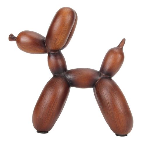 Ballon Chien Sculpture Imitation Grain De Bois À La Mode Résine Ballon Chien Forme Art Statue pour Chambre À Coucher Bureau Décoration