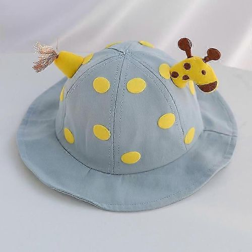 Chapeau De Soleil Créatif Tridimensionnel Pour Enfants Girafe, Chapeau De Plage Souple, Large Bord, Circonférence De Casquette Réglable 50cm (Bleu)