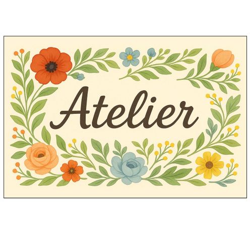Plaque de Porte Fleurie en Métal  Atelier