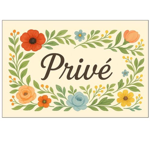 Plaque de Porte Fleurie en Métal  Privé