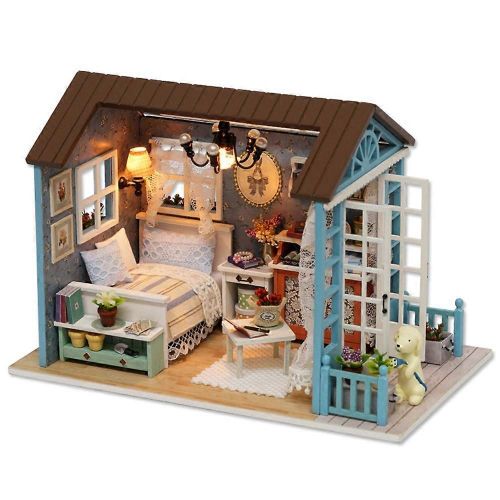 Bricolage Chalet En Bois Miniature Meubles Kit Maison Jouet avec LED Lumières Enfants Cadeaux Décoration De La Maison