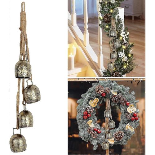 Carillon de cloche de fer pour couronne, fenêtre, suspension rétro cloches de vache jardin rustique relaxant tranquille carillons éoliens pour la décoration de Noël