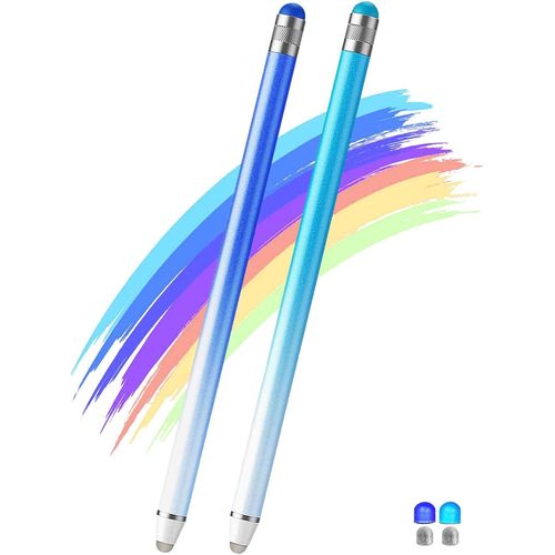 GOTHICANA BY EMPLot De 2 Stylets Pour Écrans Tactiles Avec 4 Pointes Supplémentaires 2 En 1 Sensibilité Et Précision Pour Iphone, Stylet Capacitif Pour Ipad Pro/Mini/Air/Iphone/Samsung Galaxy, Etc