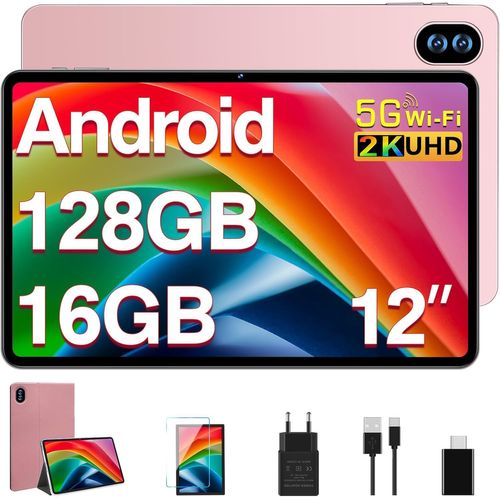 CLOUDDS_Tablette 12 Pouces Écran 2K Octa-Core 2.0 Ghz,Tablette Tactile 16Go Ram+128Go Rom(Extension 512Go),5G Wifi,Bluetooth 5.0,8000 Mah,5+13+2Mp,Tablette-Or