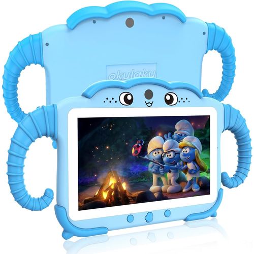 CLOUDDS_Tablette Pour Enfant 7 Pouces Android Tablette Enfants Avec Wifi Bluetooth Contrôle Parental Logiciel Enfant Pré-Installé Quad Core 32Go Rom Tablette Tactile Educative Youtube Google Play(Ble