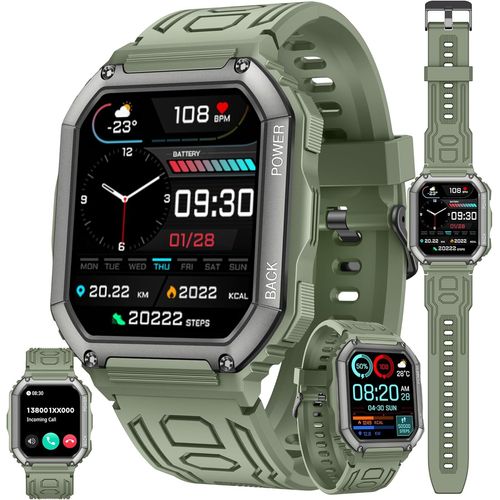Cloudds_Montre Connectée Homme Avec Appel Bluetooth,1,8¿ Amoled 5atm Smartwatch Avec 100+ Modes Sportifs Tracker D'activité,Sommeil,Spo2,Smart Watch Pour Ios Android(Vert)