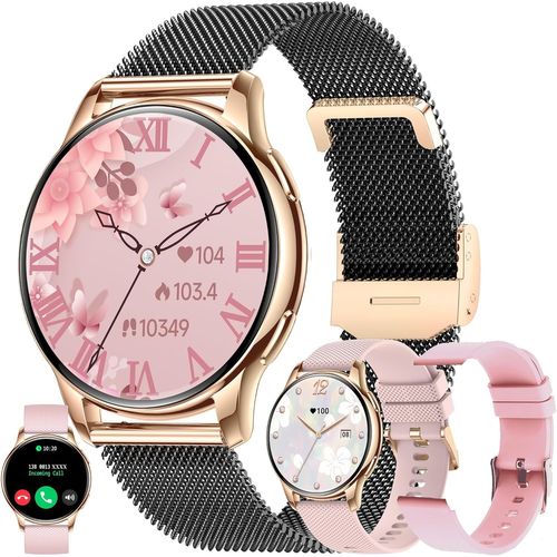 Cloudds_1,32¿ Amoled Montre Connectée Femme Avec Appel Bluetooth,5atm Smartwatch Avec 100+ Modes Sportifs Tracker D'activité,Sommeil,Spo2,Smart Watch Pour Ios Android(Noir)