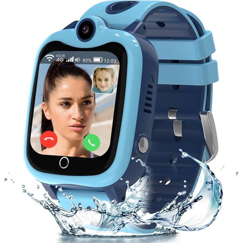 Cloudds_Montre Connectée Enfant,Enfant Gps Montre Connectée Avec Appel,Chat Vidéo,Sms,Mode Classe,Sos,Réveil,Montre Téléphone Enfants Pour 3-12 Ans Garçons Filles(Bleu)