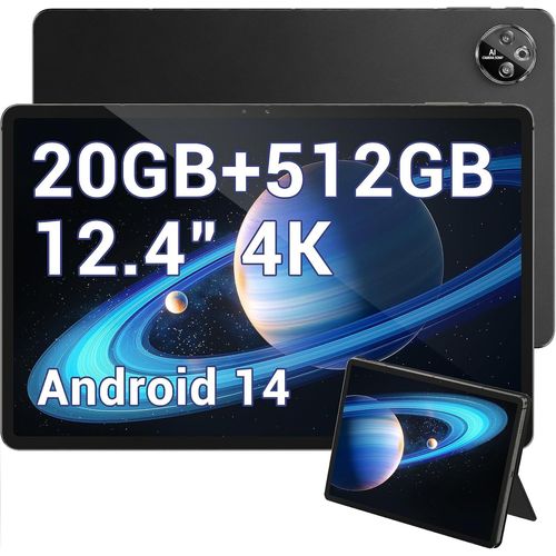 CLOUDDS_T30 Max Android 14 Tablette Tactile,4K 12.4 Pouces Tablettes Gaming 20Go+512Go/2To Tf,10800Mah/33W,50Mp+20Mp,Helio G99 Octa Core,2560 * 1600,Widevine L1,Tuv/4G Lte/5G Wifi/Otg/Gps