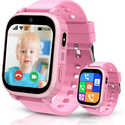 Cloudds_Montre Connectée Enfant 4g/Gps/Wifi/Appel Vidéo,Montre Gps Enfant Avec Chat Familial,Sos,Téléphone Etanche Jeux Réveil Mode Classe,Ip68,Montre Intelligente Enfants Smartwatch Cadeau Pour 4-12