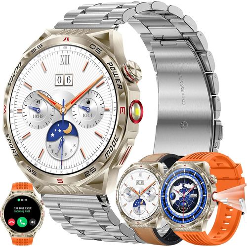 Cloudds_Montre Connectée Pour Homme Avec Fonction Téléphone,Lampe De Poche,1,85""Amoled 5 Atm,Ronde,Tracker D'activité Avec 123 Modes Sportifs,Pression Artérielle,Moniteur De Sommeil,Podomètre,Montre