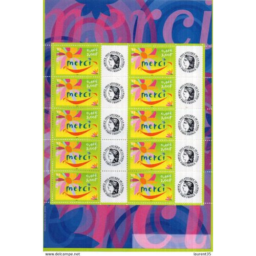 France.Feuille Du N° 3433.Merci.Logo Timbres Personnalisés Ceres.Neuf