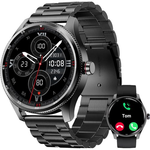 Cloudds_Montre Connectée Homme Lunette Métal Avec Podomètre,Smartwatch 100 Sports,Répondre Passer Appel Et Cardiofrequencemetre,Étanche Ip68 Pour Natation,Compatible Avec Ios Et Android