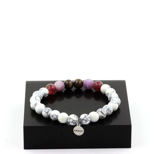 Bracelet Perles Rubis De Mogok, Birmanie, Myanmar + Mica Violet Mat + Fabriqué En France.