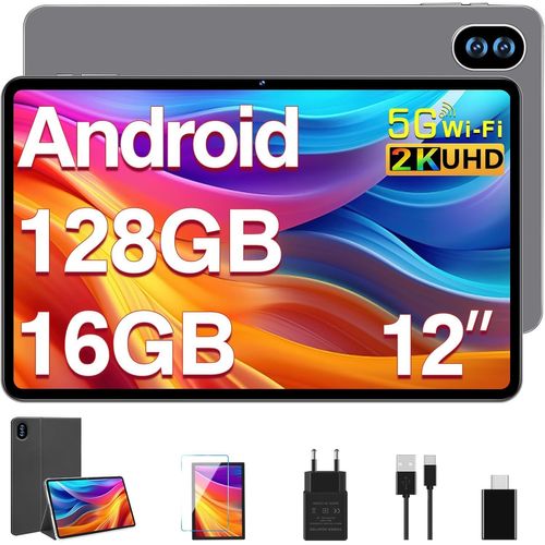 CLOUDDS_Tablette 12 Pouces Écran 2K Octa-Core 2.0 Ghz,Tablette Tactile 16Go Ram+128Go Rom(Extension 512Go),5G Wifi,Bluetooth 5.0,8000 Mah,5+13+2Mp,Tablette-Coffee
