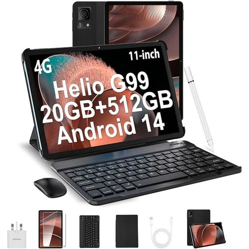 CLOUDDS_T40 Tablette Avec Clavier,20 Ram+512Gb Rom(Tf 2Tb)Helio G99,8580Mah,Tablette 11 Pouces 2.5K Tablette Tactile,Android 14,18Mp Face Id/Dual 4G Lte/Otg/Gps