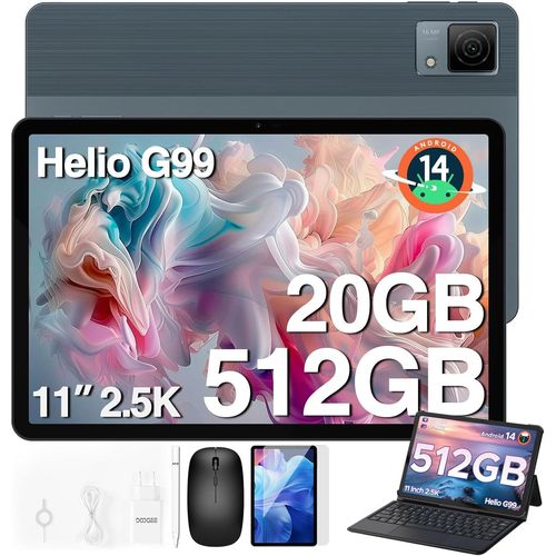 CLOUDDS_T40 Tablette Avec Clavier,Tablettte 11 Pouces Android 14,20Gb Ram+512Gb Rom(2Tb Tf)Octa-Core Helio G99,2.5K Fhd+,4G Lte+5G Wifi,Gps,8580Mah,16Mp+8Mp,Tablette Tactile |Souris|Etui-Gris