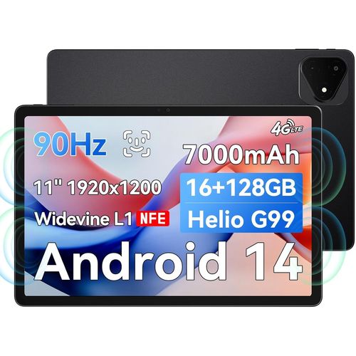 CLOUDDS_Iplay 60 Pro 11 Pouces Tablette,90 Hz Reflex 1920 X 1200 Fhd Android 14 Tablette,16 Go(6 +10)Ram+128 Go+512 Go Expand,Mediatek Helio G99 Octa-Core,Widevine L1,7000Mah,Quad Speaker