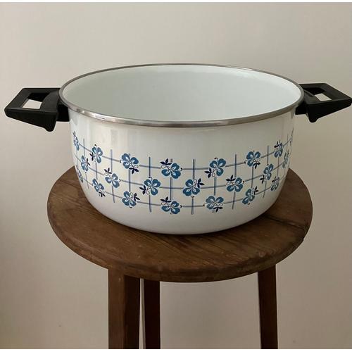 Vintage-Cocotte Émaillée Sitram-Tons Bleus