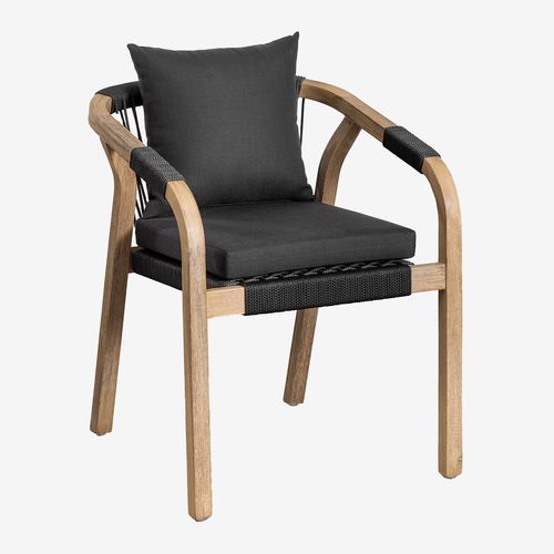 Chaise De Salle À Manger Avec Accoudoirs En Bois D'acacia De Dubaï Gris Graphite