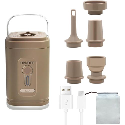 ytseazn-Mini Pompe À Air Électrique,Pompe À Air De Voyage Portable,2 En 1 Pompe PourMatelas À Air Et Sac Sous Vide,Pompe De Camping Pour Gonfler Et Dégonfler,Petite Rechargeable Air Pump Avec 5 Buses