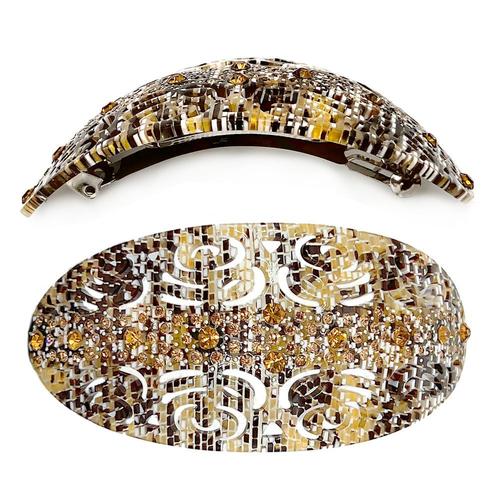 Grosse Pince Cheveux Ovale Strass Glamour - Barrette À Cheveux Élégante Et Polyvalente