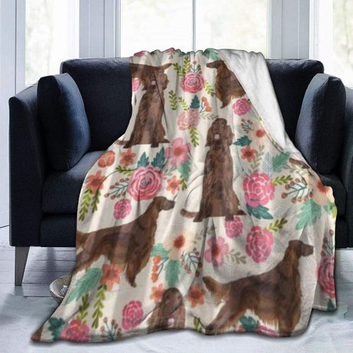 Couverture, Setter Irlandais Chien Fleurs Floraless