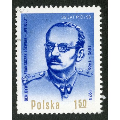 Timbre Oblitéré Polska, Gen. Dyw. Franciszek Jozwiak-"Witold", 35 Lat Mo I Sb, 1895-1966, 1.50, 1979