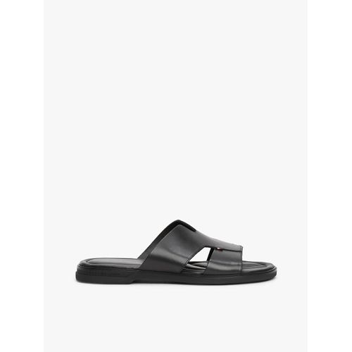 Sandales Slipson En Cuir Ajourées Premium Hilfiger Slipon Lh Sand/black