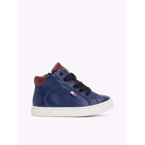 Baskets Montantes En Cuir High Top Lacesup Sneaker/blue/bordeaux