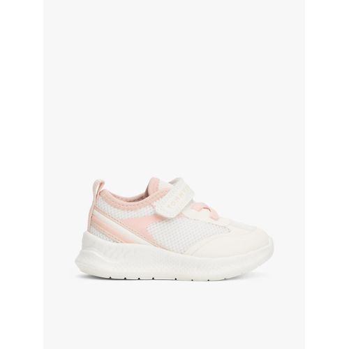 Baskets Empiècements En Maille Et Logo Low Cut Lacesup/velcro Sneaker/off White/pink