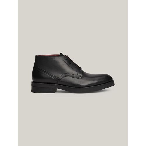 Bottes Basses En Cuir Lacets Et Monogramme Premium Hilfiger Tl Lth Boot/black