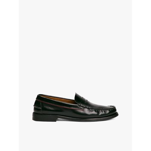Mocassins En Cuir Verni À Logo Débossé Classic Hilfiger Leather Loafer/Black - 46