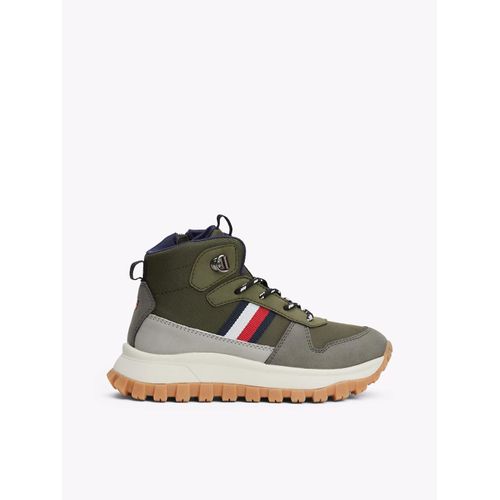 Baskets Montantes Bande Emblématique Stripes High Top Lacesup Sneaker/grey/military Green