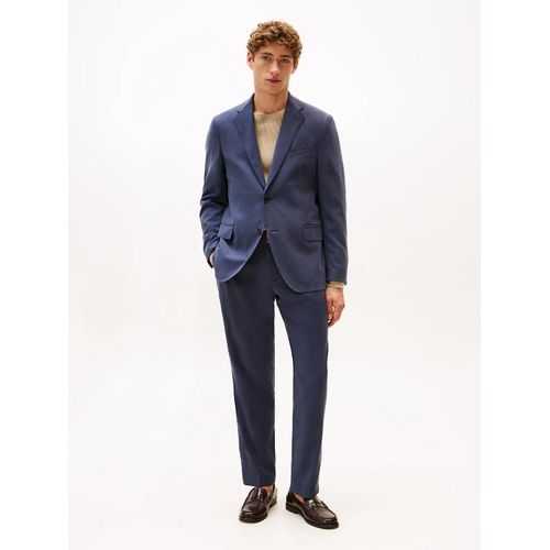 Costume Coupe Standard Boutonnage Droit Solid Viscose Fluid Fabric/Blue - 48