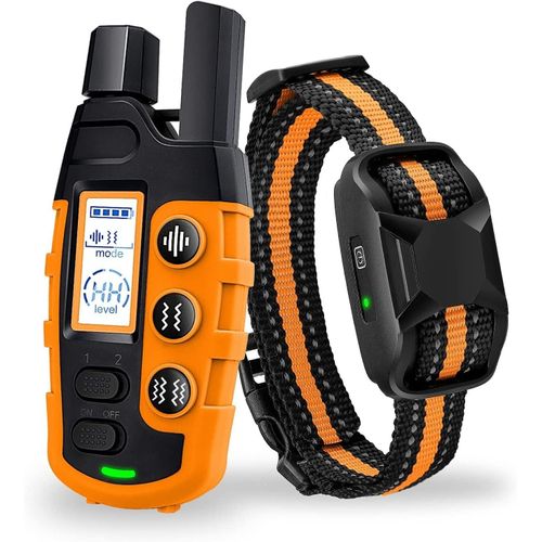 Collier De Dressage 2600m Pour Chien 3 À 55 Kg Avec Télécommande – Rechargeable Étanche Bip Vibration Chocs Progressifs – Niveau Réglable Pour Éducation 0range
